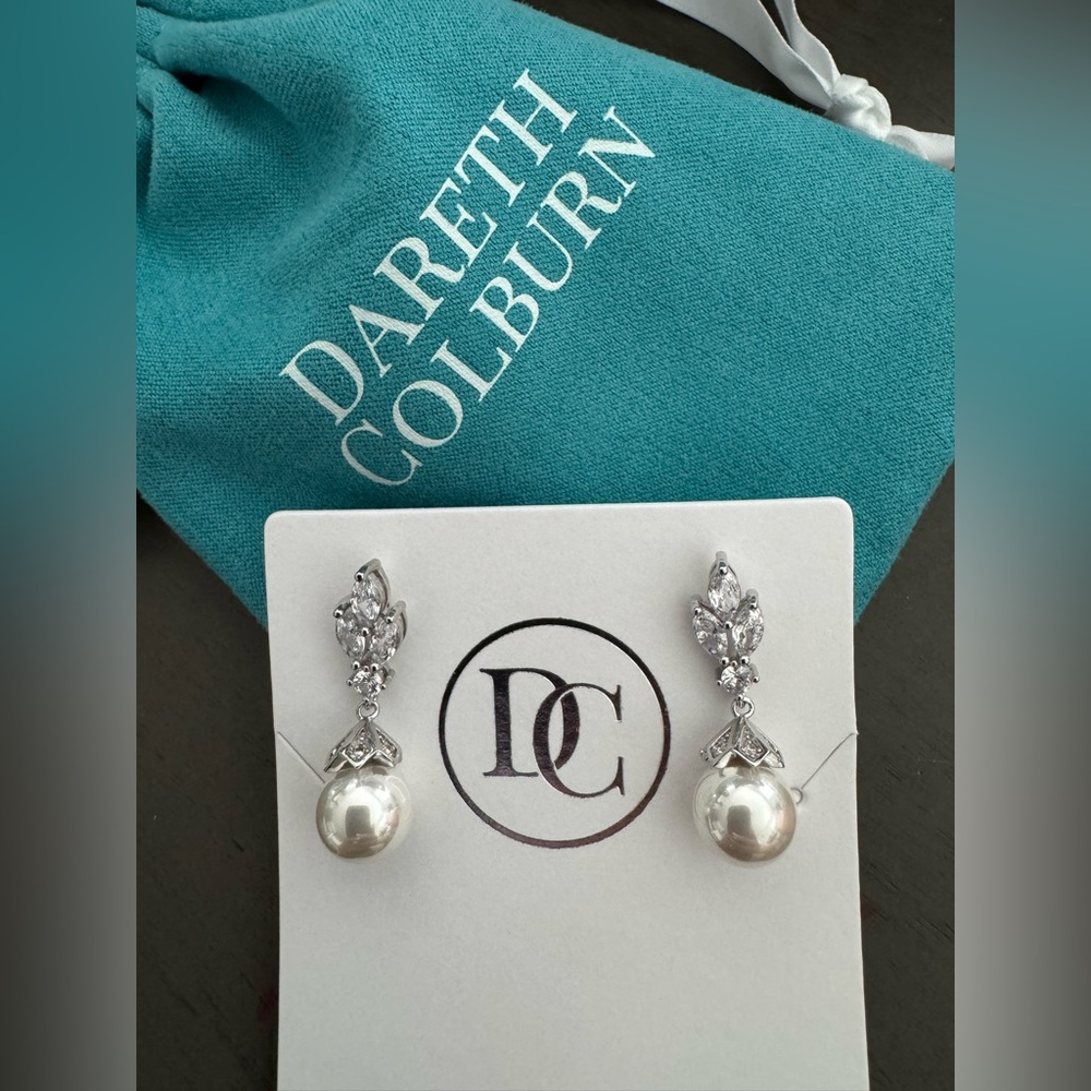 Silver and White Pearl Earrings